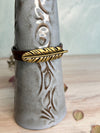 Rich Brown Boho Leather Bracelet With Antique Gold Feather and U Clasp - Bracelet Size 7