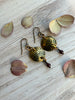 Antique Brass Textured Earrings with Garnet