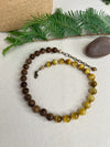 16" to 18 " - Golden Tiger Eye Semi Precious Stones & Natural Finish Wood Beads - 10mm Beads