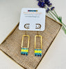 Yellow with Blue Accents Brass Earrings with Japanese Miyuki Beads