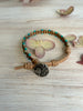 Tan cotton Bracelet with Heart Button - Size 6" to 7 1/2 "