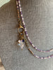 46" Long Lavender Amethyst & Amethyst Semi Precious Stone Necklace - Featuring Charms