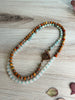 Earthy Boho Necklace Featuring Amazonite & White Jade Semi Precious Stones