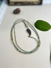 Olive Green Boho Style Crystal Necklace with Turquoise - Featuring a Stunning Leaf Connector