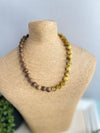 16" to 18 " - Golden Tiger Eye Semi Precious Stones & Natural Finish Wood Beads - 10mm Beads