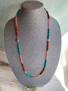 Earthy Boho Necklace Featuring Rose Quartz and Turquoise Semi Precious Stones