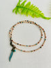 25” Necklace - Features Soft Tan Crystals with Turquoise and Hessonite Semi Precious Stones