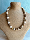 16" to 18" Necklace Featuring Matte Wood Jasper Semi Precious Stones & Natural Finish Wood Beads - Large 12mm Beads