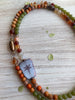 Dragonfly Boho Necklace Featuring Olivine Jade and Carnelian Semi Precious Stones