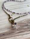 46" Long Lavender Amethyst & Amethyst Semi Precious Stone Necklace - Featuring Charms