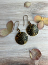 Antique Brass Wood Grain Textured Earrings