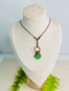 Fresh Green Sea Glass Necklace with Swarovski Crystals