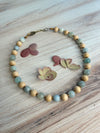 16" to 18 " - Aquamarine Semi Precious Stones & Natural Finish Wood Beads - 10mm Beads