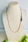 25” Necklace - Features Soft Tan Crystals with Kyanite and Hessonite Semi Precious Stones