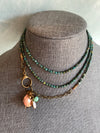 46" Long Turquoise Semi Precious Stone Necklace - Featuring Charms