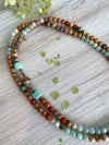 Earthy Boho Necklace Featuring Matte Wood Jasper and Amazonite Semi Precious Stones