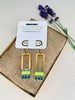 Yellow with Blue Accents Brass Earrings with Japanese Miyuki Beads