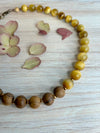 16" to 18 " - Golden Tiger Eye Semi Precious Stones & Natural Finish Wood Beads - 10mm Beads