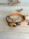 Unisex Bangle Style Leather Bracelet With Loop Clasp - Bracelet Size 7