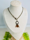 Warm Brown Sea Glass Necklace with Swarovski Crystals