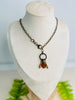 Warm Brown Sea Glass Necklace with Swarovski Crystals