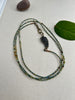 Olive Green Boho Style Crystal Necklace with Turquoise - Featuring a Stunning Leaf Connector