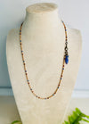 25” Necklace - Features Soft Tan Crystals with Kyanite and Hessonite Semi Precious Stones