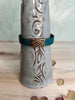 Teal Santa Fe Unisex Leather Bracelet With Copper Clasp - Bracelet Size 7 1/2