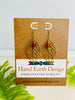 Leaf Brass Earrings with Carnelian Semi Precious stones