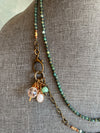 46" Long Turquoise Semi Precious Stone Necklace - Featuring Charms