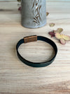 Teal Unisex Leather Bracelet With Antique Copper Magnetic Clasp - Bracelet Size 8 - Large