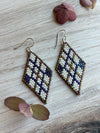 Argyle Diamond Shaped Earrings in Metallic Colours featuring Japanese Miyuki Beads - Sterling Silver Ear Wires