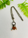 Warm Brown Sea Glass Necklace with Swarovski Crystals