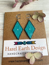 Turquoise Beaded Diamond Shaped Earrings With Sterling Silver Ear Wires