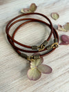 Set of 3 - Boho Leather Bracelets With Antique Brass Hook Clasps - Bracelet Size 8 - Large