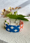 Loom Bracelet - Sliding Adjustable Bracelet Clasp - Abstract Floral