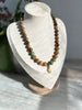 Earthy Necklace Featuring Matte Colourful Druk Beads & a Brass Wheat Grass Charm