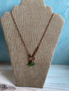 Fresh Green Sea Glass Necklace with Purple Swarovski Crystals