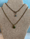 Olive Green Sea Glass Pendant Necklace
