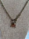Amber Brown Sea Glass Necklace with Swarovski Crystals