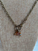 Amber Brown Sea Glass Necklace with Swarovski Crystals