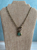 Blue Sea Glass Necklace with Swarovski Crystals