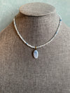 Aquamarine Semi Precious Stone Necklace Featuring a Blue Opal Pendant