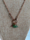 Green Sea Glass Necklace with Purple & Green Swarovski Crystals
