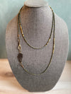 Olive Green Boho Style Crystal Necklace with Turquoise - Featuring a Stunning Leaf Connector