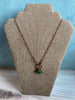 Green Sea Glass Necklace with Purple & Green Swarovski Crystals