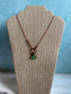 Fresh Green Sea Glass Necklace with Amber Swarovski Crystals