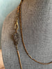 Lovely Bronze Boho Style Crystal Necklace with Turquoise - Featuring a Stunning Leaf Connector