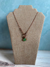 Fresh Green Sea Glass Necklace with Amber Swarovski Crystals