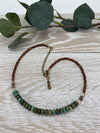 Boho Earthy Necklace with Turquoise and Wood Jasper